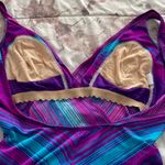 Maxine of Hollywood Vintage One Piece Purple Blue Pink Striped Swimsuit, size M Photo 8
