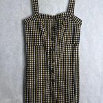 Hollister Black White Yellow Cotton Checkered Gingham Suspender Dress Sz MD Photo 9