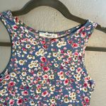 Timing Blue and White Fitted Crop Tank Top Floral Print SZ S Mini Cut Out Photo 4