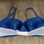 Victoria's Secret Victoria’s Secret Padded Demi Navy Blue White Lace Bra - 36C Photo 2