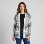 Pink republic  Open Front Cardigan Sweater Womens Large Grey White Aztec Western Photo 1