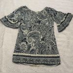 Umgee  Dress Women's Large Cream Black Floral Paisley Print Bell Sleeves Photo 0
