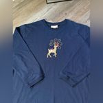 VTG M & C Sportswear Reindeer Cardinal Christmas Sweatshirt Boho Hippie Size 2X Blue Photo 2
