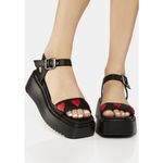 Lamoda Black Red Hearts Hopeful Chunky Platform Sandals Size 9 NWOT Black Photo 7