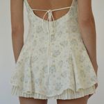 Fait Par Foutch Francesa Mini Dress Vintage Iris Floral Ivory Blue Size Small White Photo 2
