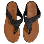 FitFlop Sandals Women’s Size 7 Banda Glitz Black Rhinestone Thong Slip On Shoes Photo 1