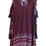 Knox Rose Shift Dress Womens Large Multicolor Boho Print Cold Shoulder Tie Front Photo 0