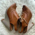 COLE ROOD & HAAN co. brown LEATHER LACE UP GLADIATOR PEEP TOE WEDGE SANDALS Size 6 Photo 0