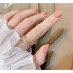 Boutique NEW Women's 14k Gold Filled‎ Solid Leaf Simulated Diamond Adjustable Ring Photo 5