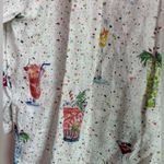 Vilagallo 100% Linen Tropical Cocktail Print 3/4 Sleeve Blouse EU 42 10 L White Size L Photo 8