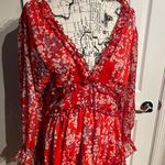 Floral Ruffle Cutouts Open Back Overlay Summer V Photo 1