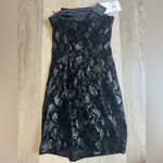 ZARA  Black Strapless Snakeskin Velvet & Sequin Mini Dress - Size XS Photo 4