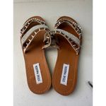 Steve Madden Lindy Natural Rhinestones Spikes Multi Strap Flat Slide Sandals 8.5 Photo 2