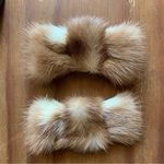 Fur Bow Hair Clips Tan Photo 0