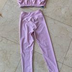 Year Of Ours  Pink/White Checkered Leggings Sport Bra Set Photo 5