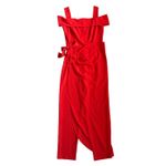 Marina Cold Shoulder Faux Sarong Waist Tie Overlay Jumpsuit Red Size 4 Red Photo 2