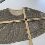 Free People  Top Womens Small Gold Champage‎ Dreams Sequin Blouse Glam Photo 9