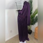 Bronx and Banco  Florence Pleated One Shoulder Slit Gown‎ Maxi Dress Purple M Photo 6