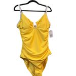 Shade & Shore  One Piece Swimsuit Ruched Tummy Control Yellow‎ L-XL Photo 5