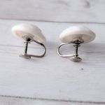 Vintage Screw On Earrings White Faceted Retro Domed Circle W.Germany Photo 4