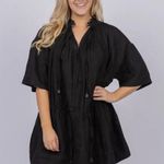 Brochu Walker Black St. Tropez Waist Chest Tie Eyelet Collar Oversized Dress M Photo 0