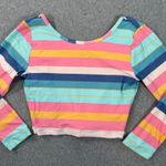 J.Crew Striped Swim Top Women's Small Low Back 3/4 Sleeve High Neck AK734 Photo 0