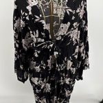 Spiritual Gangster Womens Black Taupe Floral Tie Waist Maya Kimono Jacket OS Photo 0