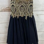 City Studio NWT Special Occasion Strapless Dress Juniors 5 Navy & Gold Photo 2