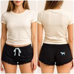 Victoria’s Secret PINK Dog Logo Sleep Shorts Sexy Pajamas Ruffled Size XS Black Photo 1