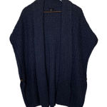 Talbots  Wool Blend Cable Knit Poncho Navy Blue size L / XL Photo 0