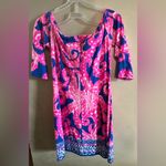 Lilly Pulitzer Laurana Octopus Off Shoulder Dress Size Medium starfish pink blue Photo 3