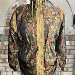 Jacket windbreaker floral mustard rust green 1980s Yellow Size XL Photo 0