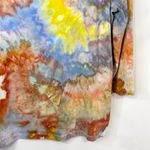 Chico's  Large Top Handmade Tie Dye V Neck 3/4 Sleeve Earthy Boho Orange Blue 1746 Photo 10