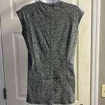 Athleta  Heather Gray Capped Sleeve 1/2 Zip Pullover Shirt with Pleating- Medoum Photo 7