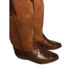 1990s Armando Pollini Brown Leather & Suede Western Tall Boots Size 6.5 Photo 4