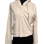 The Normal Brand Women’s Cream Cropped Cotton Terry Henley Hoodie size Small Photo 6