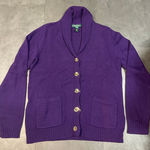 Ralph Lauren Purple Knit Cardigan with Gold Buttons - Luxurious Comfort B-22 Photo 0