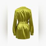 Micas Solid Tie Front Draped Cowl Neck Belted Mini‎ Dress Photo 1