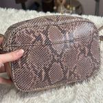 G.I.L.I Snake Embossed Leather Rose Gold Shimmer Crossbody Purse Camera Bag Brown Photo 9