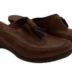 Ariat  Brown Leather Tassle Slip On Mules Heels Size 9B Photo 0