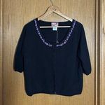 April Cornell Embroidered Cardigan Sweater Large Black Purple Cornell Trading Photo 0