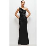 After Six  Black One Shoulder Ruched Long Formal Evening Gown Dress Size 8 Photo 3