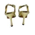 Manolo Blahnik Carolyn Gold Lace Slingback Heels Floral Mesh Pumps 39.5 Photo 6