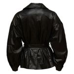 Who What Wear  Women's Faux Leather Belted Blazer Jacket Black, Size Small Photo 1