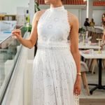 ZARA  maxi sun dress boho crochet belt lace halter flowy summer vacation Photo 4