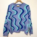 Altar'd State Altar’d State Waves Abstract Sweater Size Medium Blue Purple Funky Retro Cowgirl Photo 0