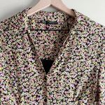 ZARA Floral Mini Shirt Dress Long Sleeves Pink Green Black Yellow, Size XS Photo 3