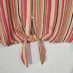 Seven7 Striped Button Down Top NWT Size Small Striped Pink and Green Blouse Photo 2