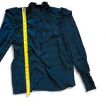 Max Studio NWOT   M Blue Ruffle High Neck Blouse Smocked Cuff Balloon Sleeve Top Photo 11