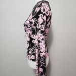 Vintage Self Esteem 90s Pink & Black Floral Twist Detail Fitted Top Size Small Photo 3